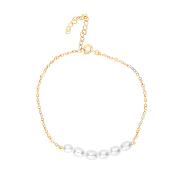 PEARL ANKLET ROW GOLD