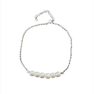 PEARL ANKLET ROW SILVER
